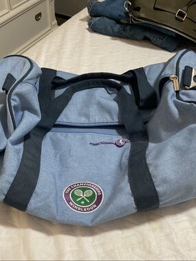 Wimbledon Blue Canvas Duffel with Black Straps